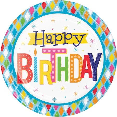 Creative Converting Bright Birthday Paper Plates, 9", 96PK 339853